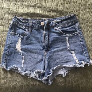 Almost Famous Blue Distressed Jean Shorts